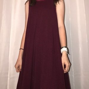 maroon striped dress